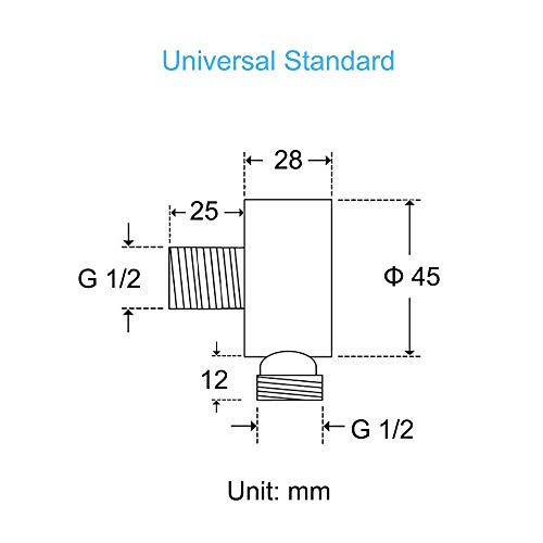 Keymark Wall Supply Elbow, Brass Round Wall Mount Shower Hose Connector G 1/2″ Drop Ell Union Water Outlet for Handheld Hand Shower, Brushed Nickel - Image 2