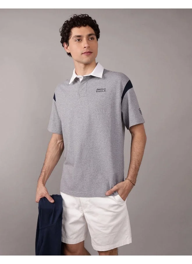 American Eagle AE Contrast Sleeve Polo Shirt