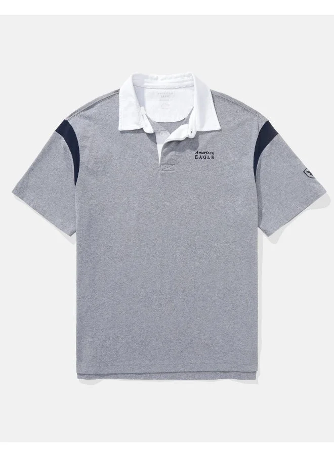 American Eagle AE Contrast Sleeve Polo Shirt