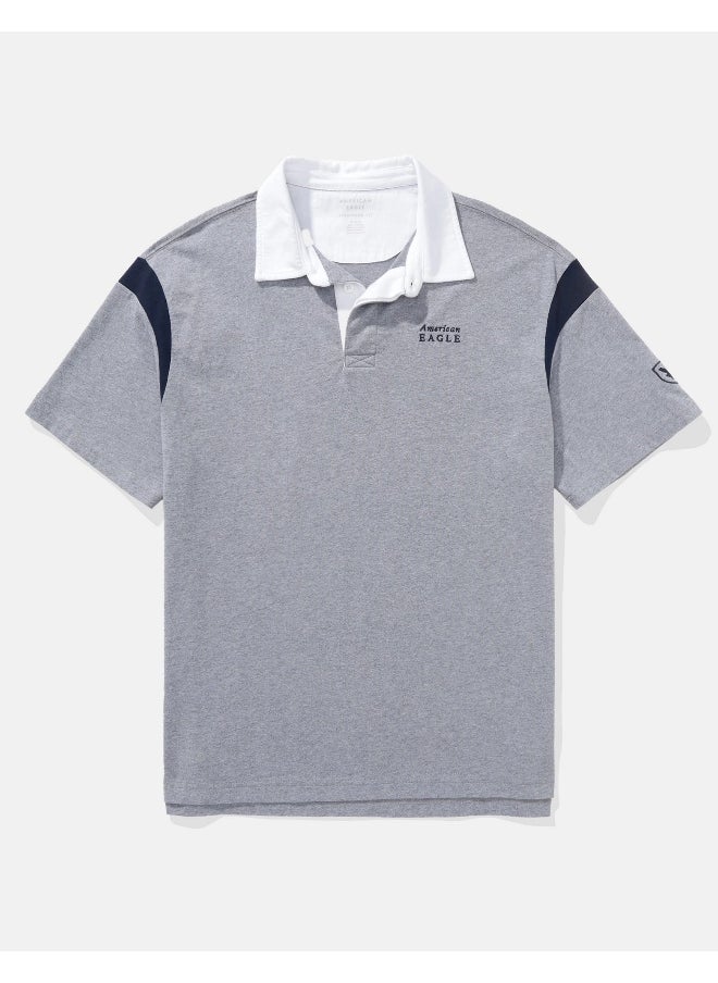 American Eagle AE Contrast Sleeve Polo Shirt  - Image 4