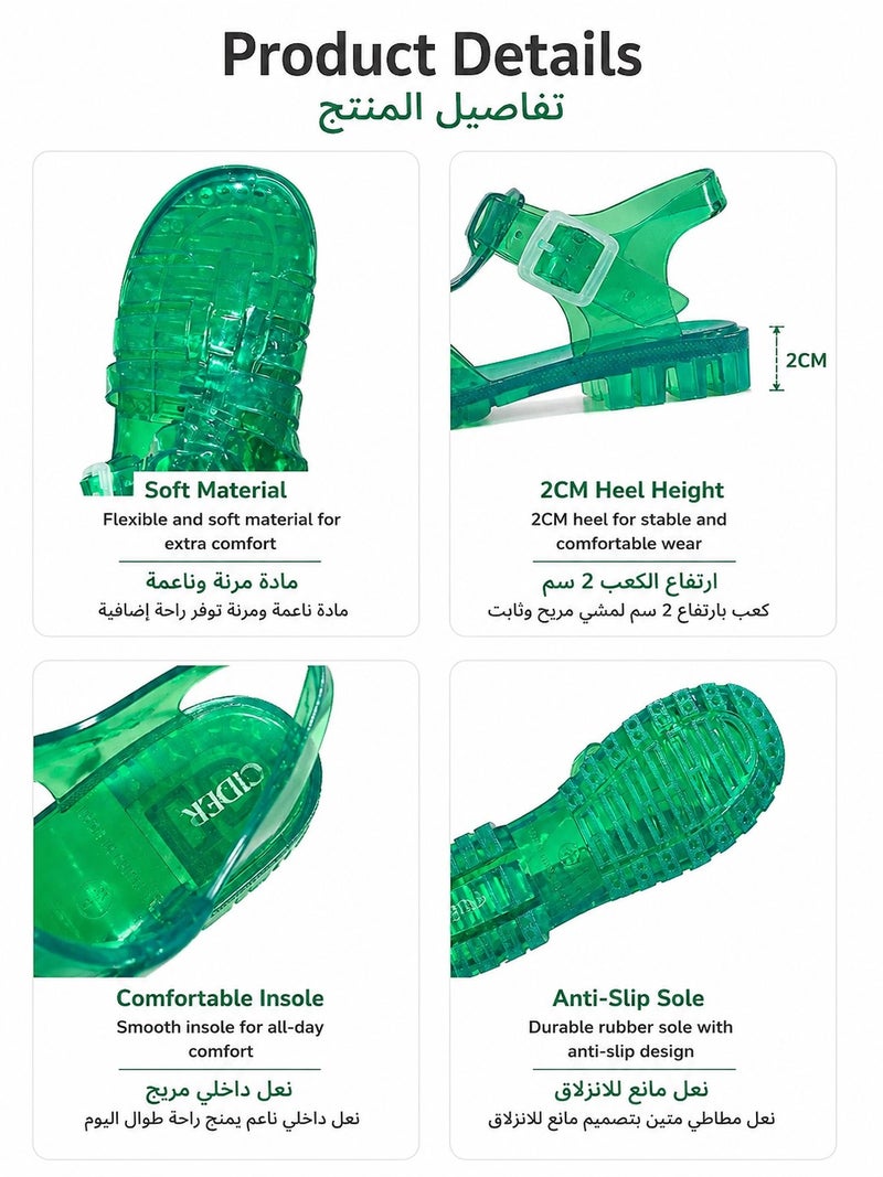 صندل نسائي شفاف بتصميم الصياد ونعل سميك ومقدمة مغلقة مناسب للشاطئ والسفر والاستخدام اليومي - Image 2