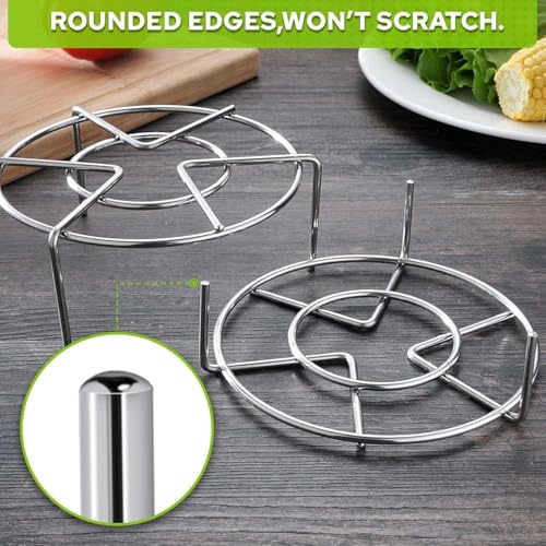CELEORIS Steamer Rack For Pots, 2-4/5" and 2" Tall Trivet for Instant Pot 6 Qt and 8 Qt, 18/8 Stainless Steel Steaming Rack Fit Pressure Cooker (7" Dia - 2Pcs) - Image 4