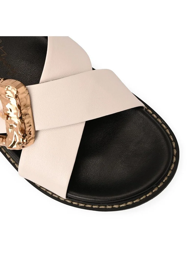 Carmen Steffens  Papete White Bianco Crossed Straps with Buckle for Women | Best Price UAE