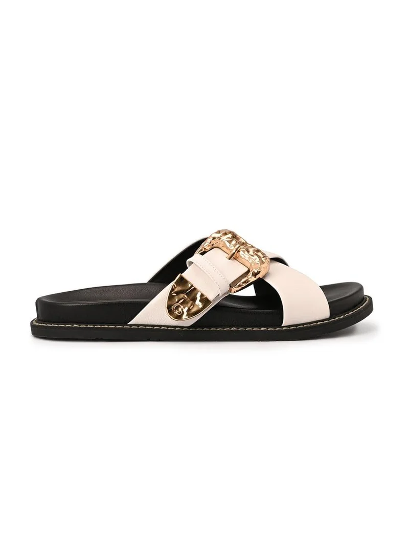 Carmen Steffens Papete White Bianco Crossed Straps with Buckle