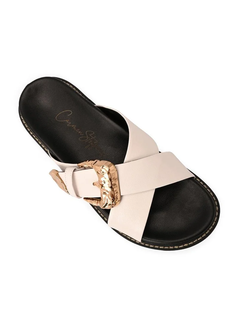Carmen Steffens  Papete White Bianco Crossed Straps with Buckle for Women | Best Price UAE