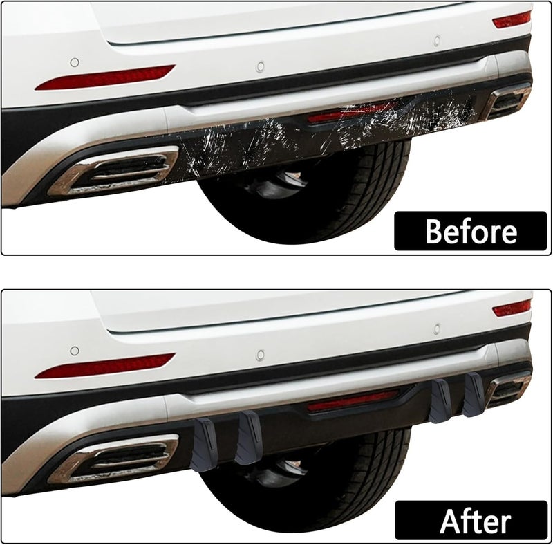 HUUSO 4 Pack Shark Fin Rear Bumper Diffuser Black, Aerodynamic Lip Kit & Spoiler Deflector for Enhanced Style & Protection Compatible with All Cars - Image 5
