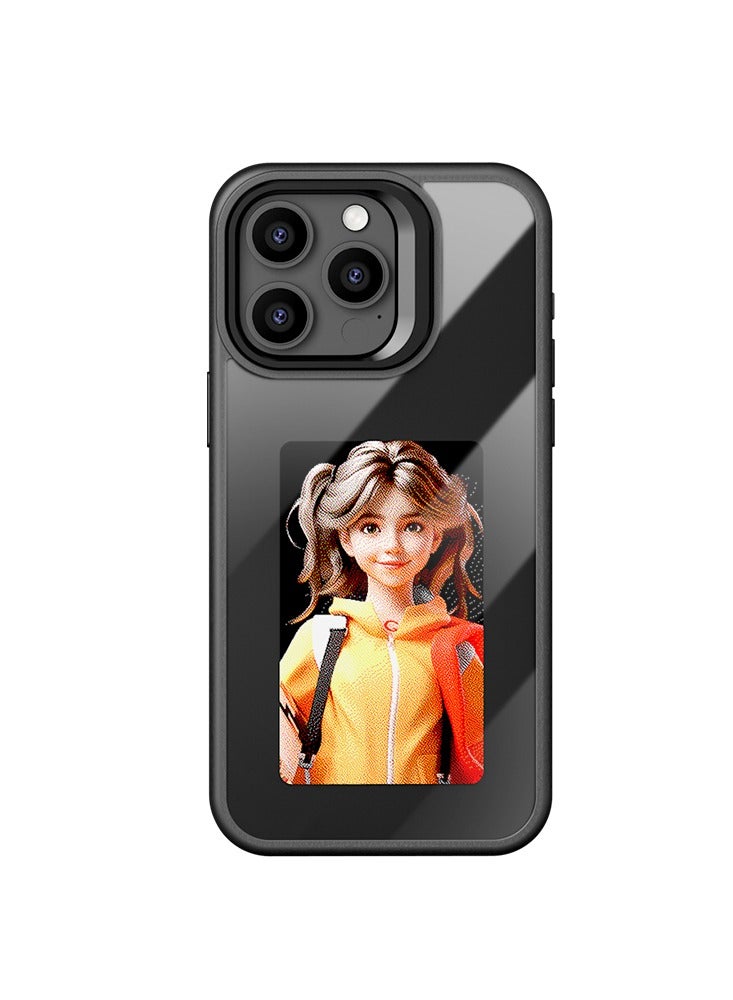 حافظة هاتف ذكية بالحبر، شاشة حبر DIY، متوافقة مع IPhone15Pro، أسود - Image 1