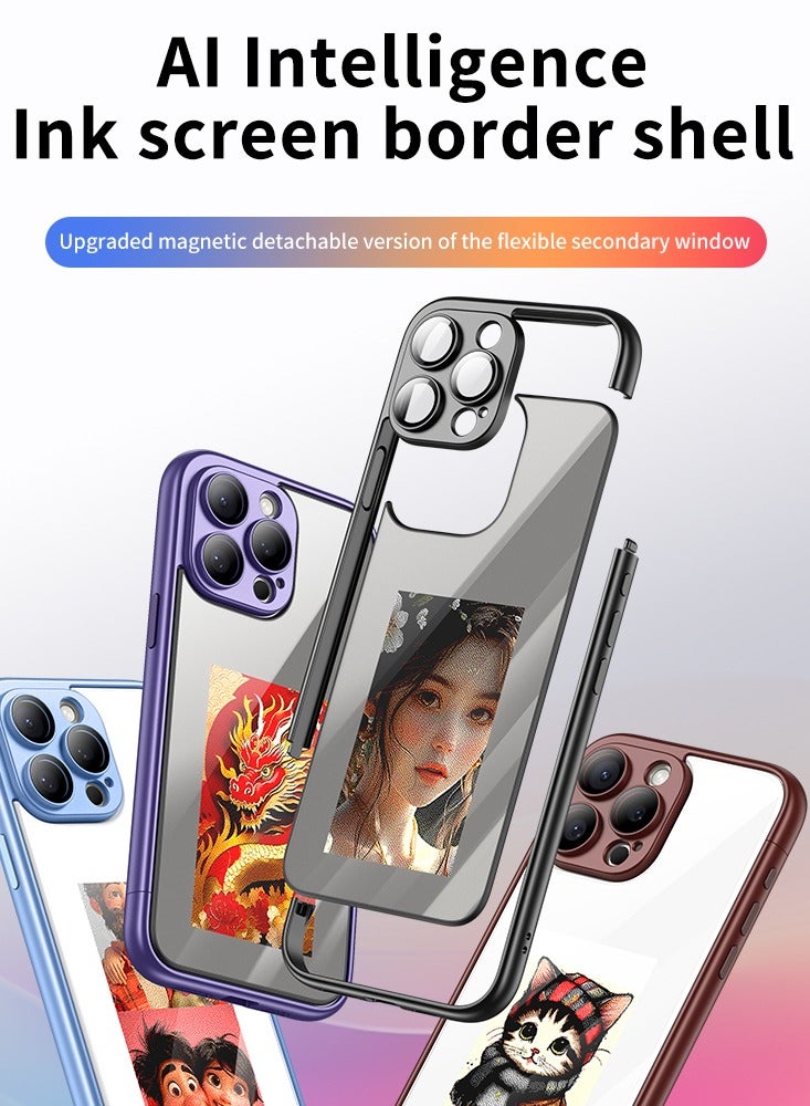 حافظة هاتف ذكية بالحبر، شاشة حبر DIY، متوافقة مع IPhone15Pro، أسود - Image 2