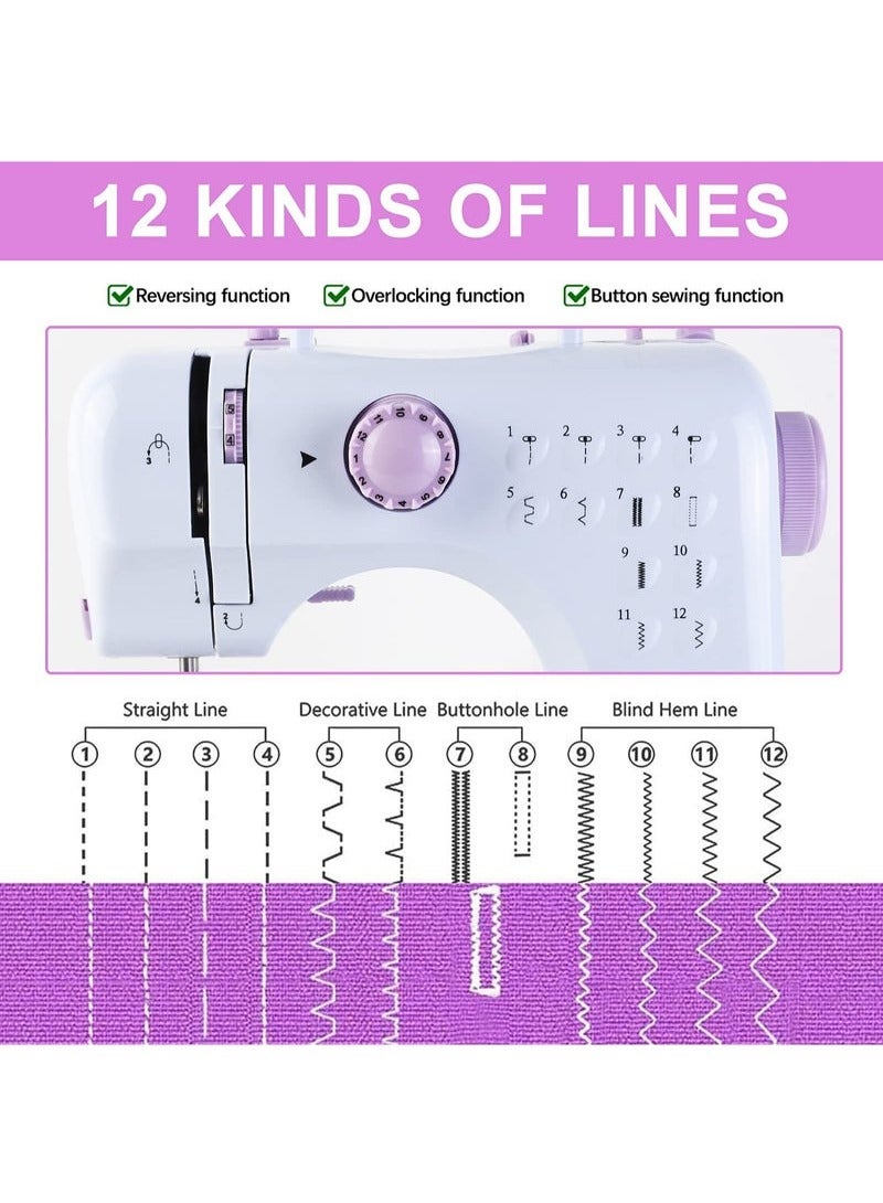 Beauenty 12-Stitch Electric Sewing Machine - Double Line and Double Speed - Portable Multifunctional Sewing Machine for Beginners and Kids - Image 3