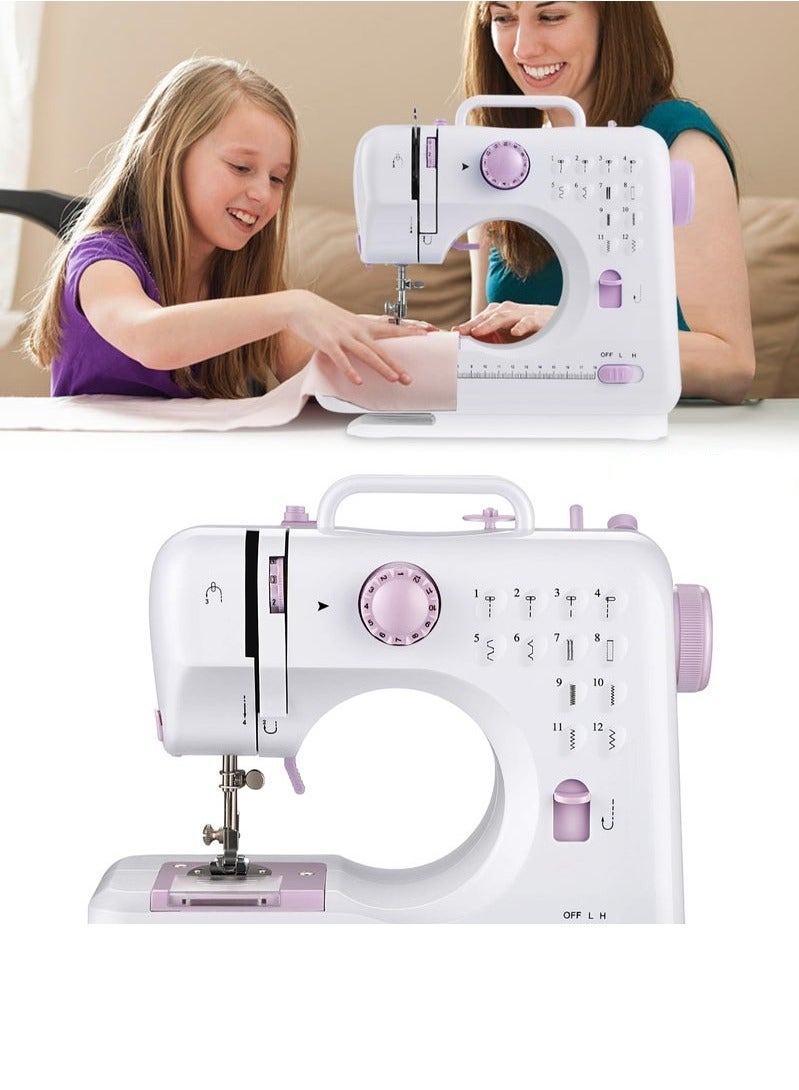 Beauenty 12-Stitch Electric Sewing Machine - Double Line and Double Speed - Portable Multifunctional Sewing Machine for Beginners and Kids - Image 1