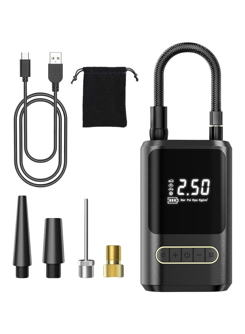 MUNTAQI Portable Digital Tire Inflator – Cordless Car Air Pump with LED Display, Rechargeable Battery & Multiple Nozzle Attachments for Cars, Bikes, Motorcycles & Sports Balls - Image 1