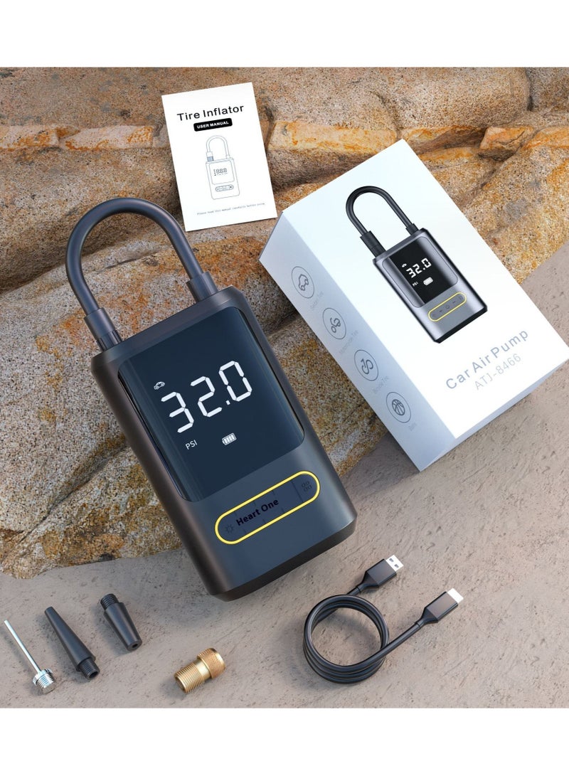 MUNTAQI Portable Digital Tire Inflator – Cordless Car Air Pump with LED Display, Rechargeable Battery & Multiple Nozzle Attachments for Cars, Bikes, Motorcycles & Sports Balls - Image 3