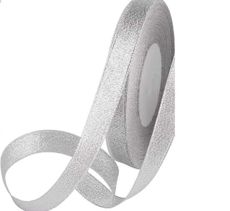 شريط أورجانزا معدني فضي لتغليف الهدايا، خياطة، زينة حفلات، أحداث، فساتين، زفاف، عيد الميلاد، حرف يدوية، أقواس، سيارات، زهور، بالونات، شعر، DIY، باقات، كعك، المزيد، اشترِ 3 واحصل على 1 مجانًا 6 مم فضي