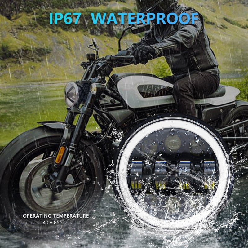 5-3/4 5.75 Inch LED Headlight, 1PC Round Motorcycle Headlight with DRL/Turn Signal/Low Beam/High Beam IP67 Waterproof Headlight Replacement for Motorcycles Cars - Image 5