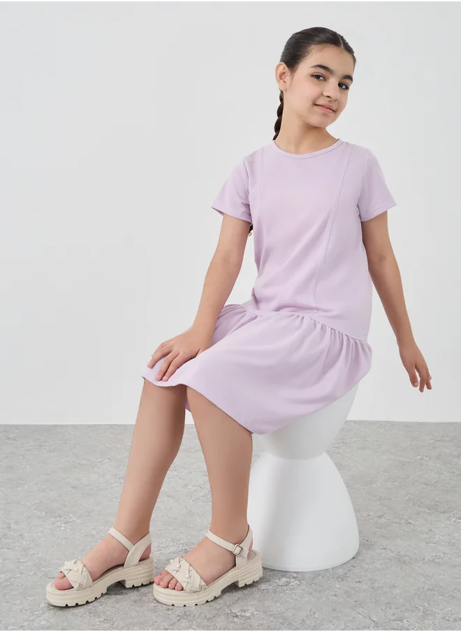 Styli Styli Solid Drop Waist Knee-Length Dress