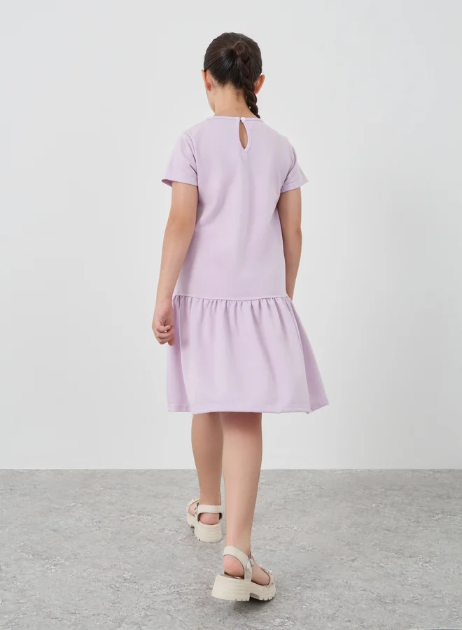 Styli Styli Solid Drop Waist Knee-Length Dress