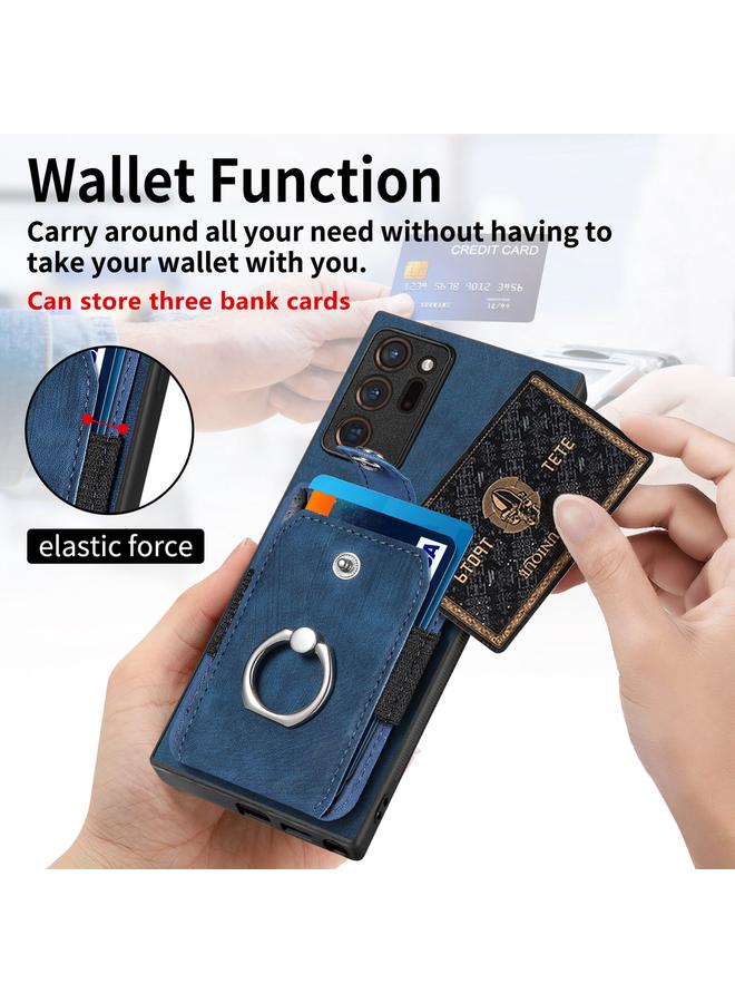 S-TOP Case For Samsung Galaxy Note20 Ultra Retro Skin-feel Ring Card Wallet Phone Case - Image 5