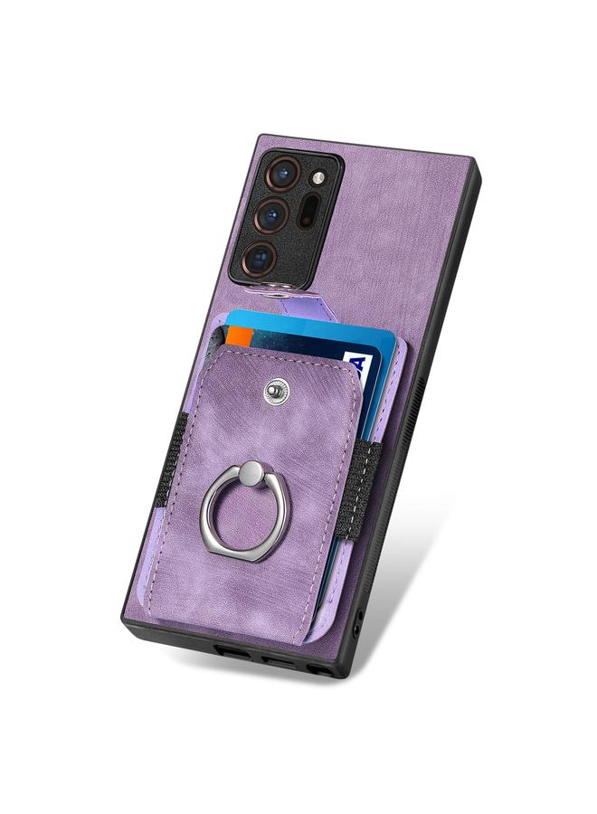 S-TOP Case For Samsung Galaxy Note20 Ultra Retro Skin-feel Ring Card Wallet Phone Case - Image 2