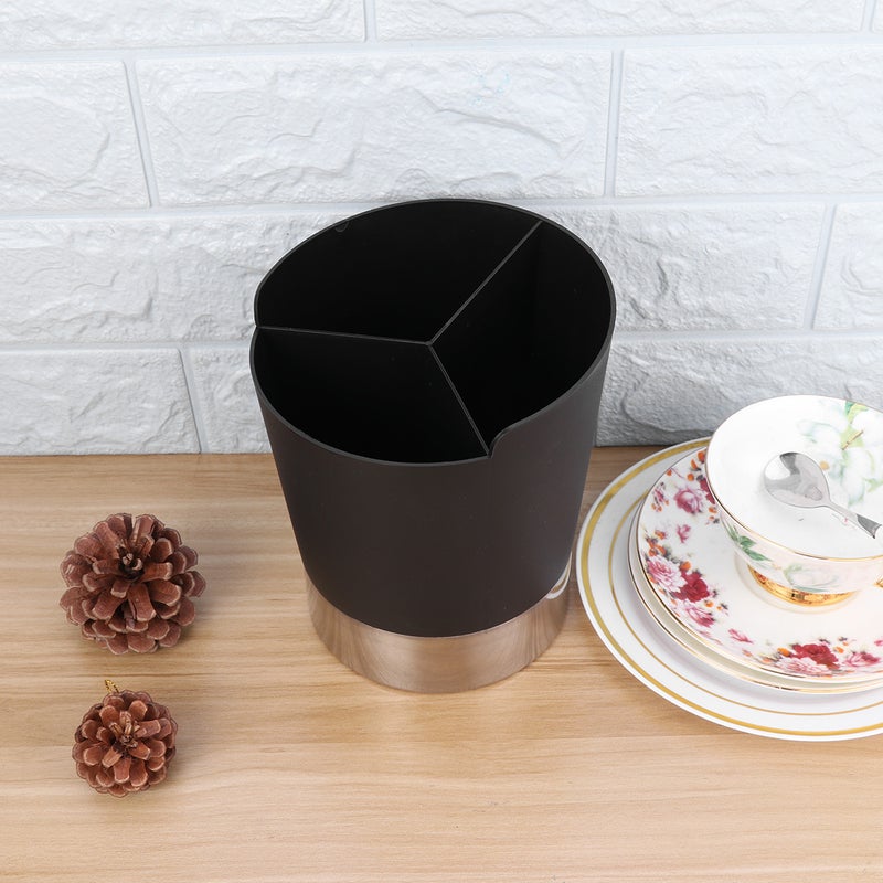 🍳 منظم أدوات المطبخ مع موزع شفاطات وحامل عيدان الأكل ومصفاة أدوات المائدة أسود - Image 3