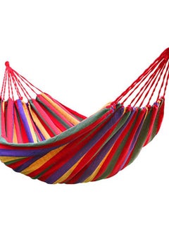 KUYING Double Deck 2 person Cotton fabric Canvas Travel hammock 450 lb ultra light Camping Hammock Portable Beach swing Bed with Hardwood Extension Pole Tree Hanging Hanging Outdoor Indoor Bed (Red)  - Image 1