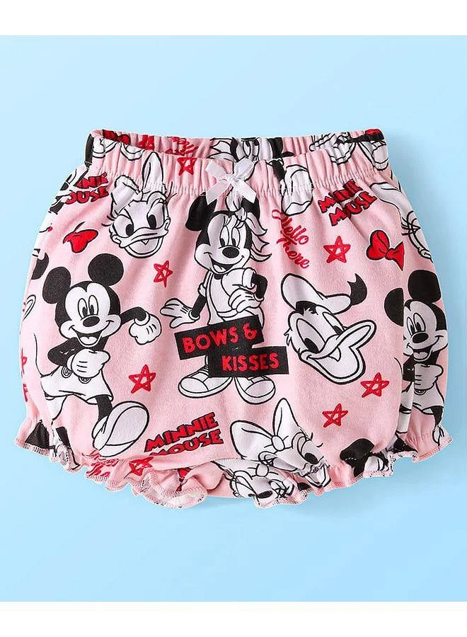 Babyhug Disney Babyhug Disney Single Jersey Knit Bloomers with Minnie Mouse Graphics Pack of 3 - Red/White/Pink