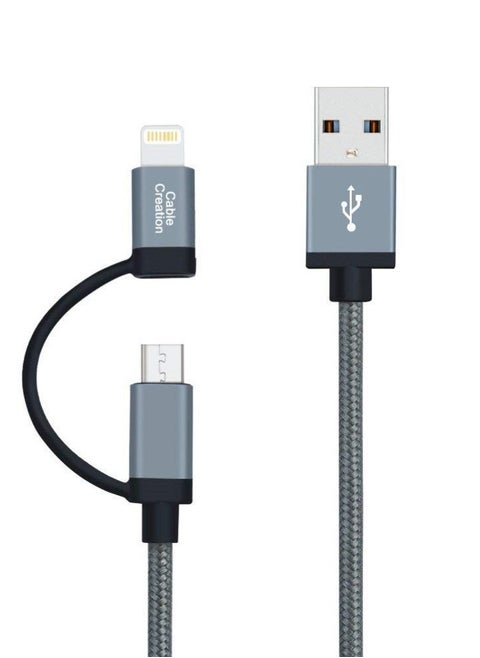 Tingz 2-In-1 Shell Space Grey Mfi Lightning Cable 1.2M