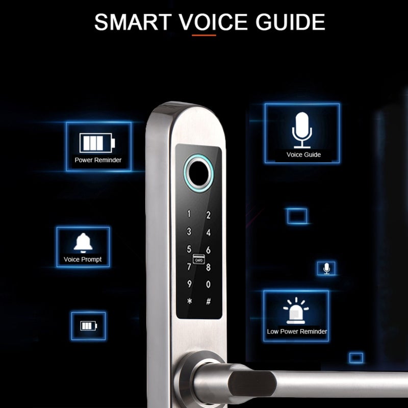 WAFU Smart Door Lock 40mm-120mm Door Thickness Compatibility 5 Unlocking Methods - Keyless Entry Door Lock Stainless Steel Waterproof Construction Smart Lock for Aluminum Alloy Glass Doors - Image 3