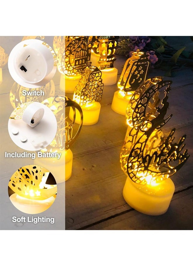 HOMESTAR 6 Pcs/Set LED Tea Lights, Ramadan Decor Light, Flameless LED Tea Lights Candles Battery Operated, Eid Mubarak Lamp Plastic LED Night Light for Eid Ramadan Party Home Indoor Bedroom Tabletop Decor  - Image 3