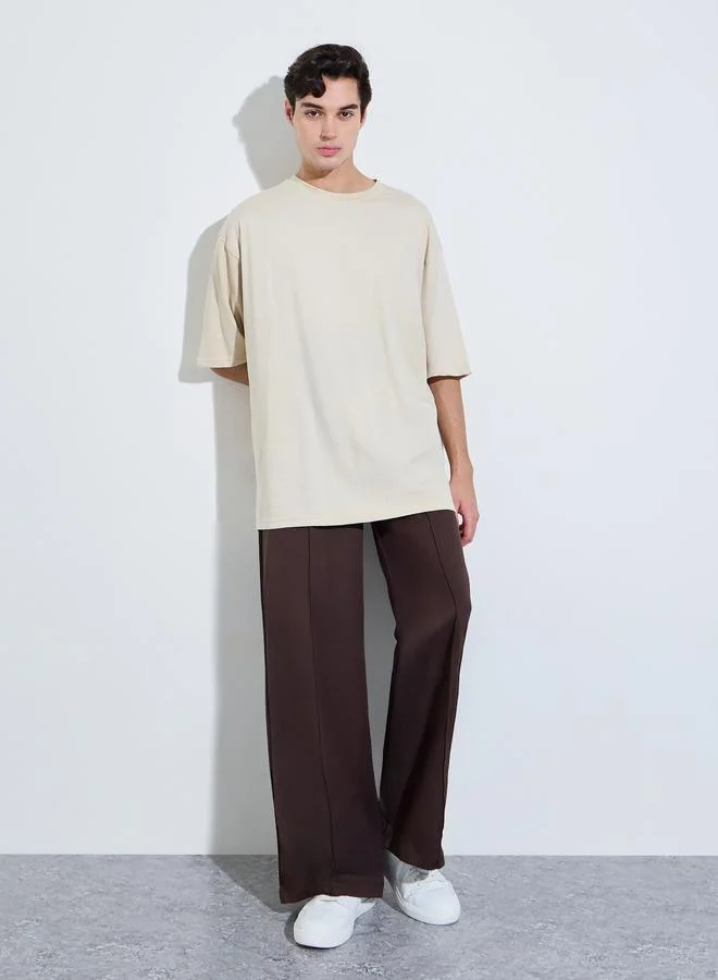 Styli Cream Graphic Print Oversized T-Shirt