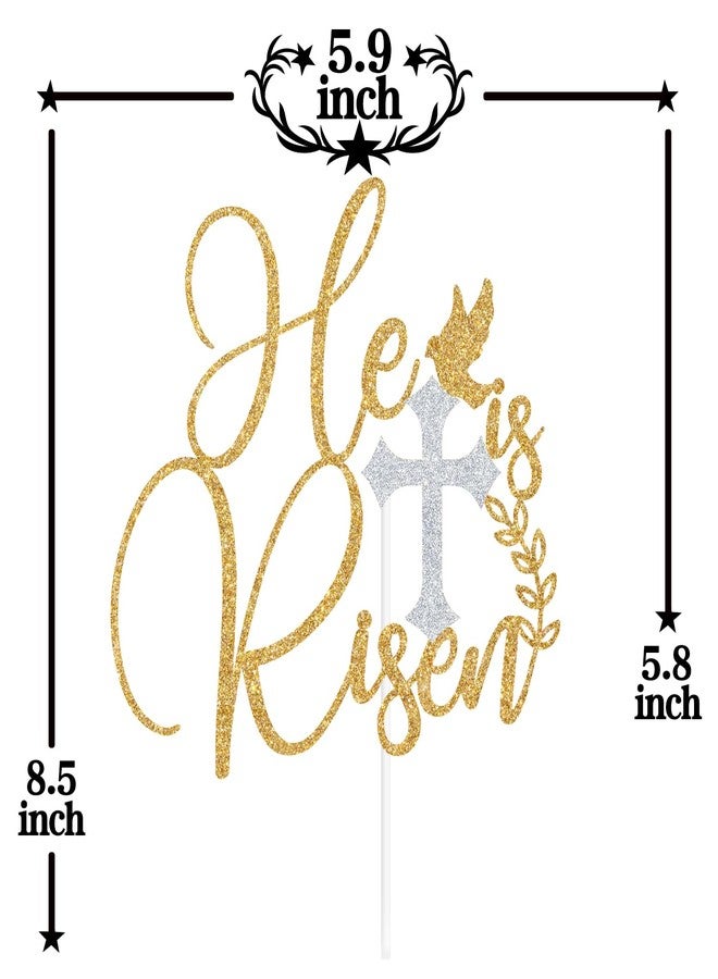 PYBHILK Gold Glitter He is Risen Cake Topper, Happy Easter Day/No Bunny Loves You Like Jesus, Easter Day Party Decorations Supplies - Image 2