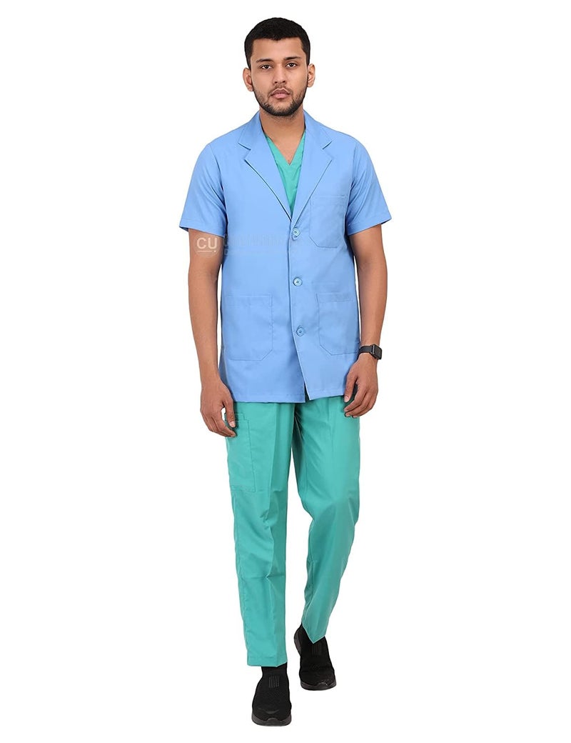 Lab Coat Half Sleeves Sky Blue