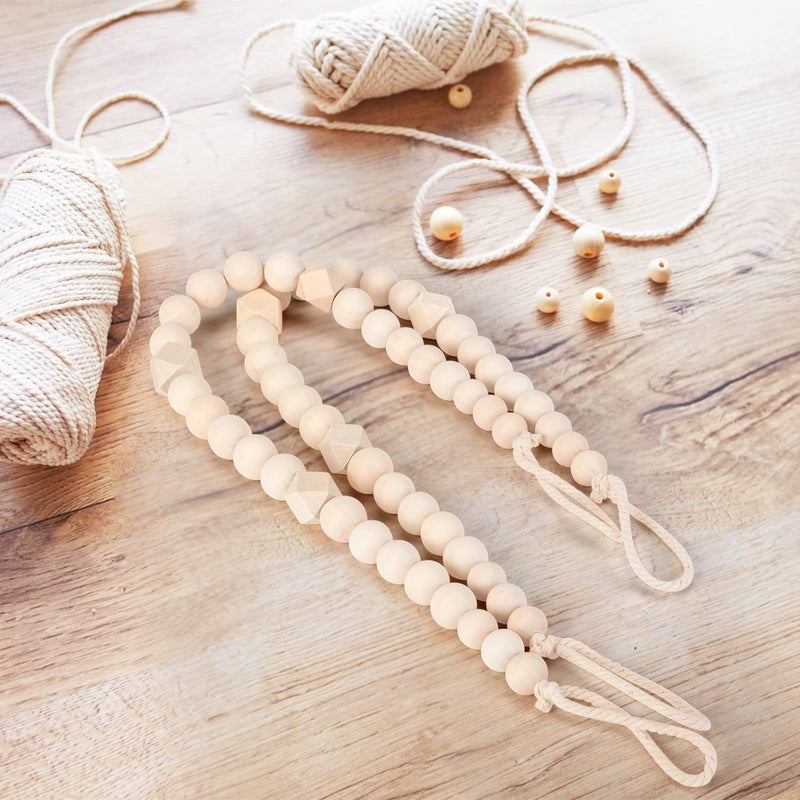 KLOGTSIND Wood Bead Curtain Tiebacks, KLOGTSIND Set of 2 Curtain Holdbacks for Thin or Thick Window Draperies, Boho Farmhouse Curtain Tiebacks with Hooks, Curtain Tie Backs for Home Office Room Decor - Image 5