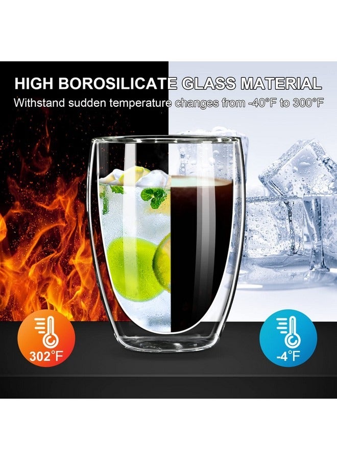 Beauenty Double Wall Glass Coffee Mug, Glass Coffee Cup with Silicone Lid 12 OZ, Insulated Coffee Mug for Milk, High Borosilicate Glass Double Walled Cup for Travel & Home,Grey - Image 5