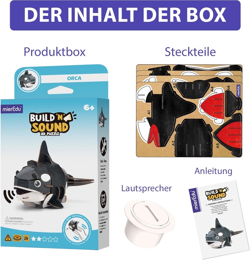 MierEdu Globally popular universal design mierEdu - Soundwunder 3D Puzzle Whale - Interactive Learning Puzzle with Sound for Children - Whale Toy, Promotes Logical Thinking & Creativity Indoor outdoor use - Image 2