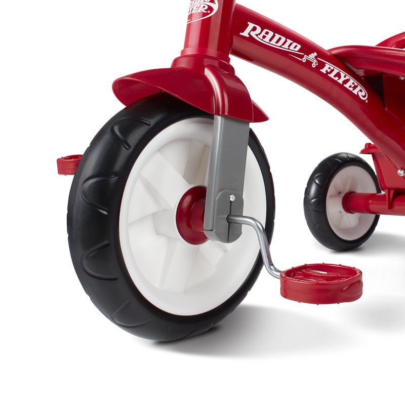 Radio Flyer راديو فلاير دراجة ثلاثية العجلات الحمراء للأطفال من عمر 2.5 إلى 5 سنوات، دراجة أطفال ثلاثية العجلات، لعبة ركوب خارجية، إطار فولاذي متين، مقعد قابل للتعديل، أحمر كلاسيكي، حصري على أمازون - Image 4