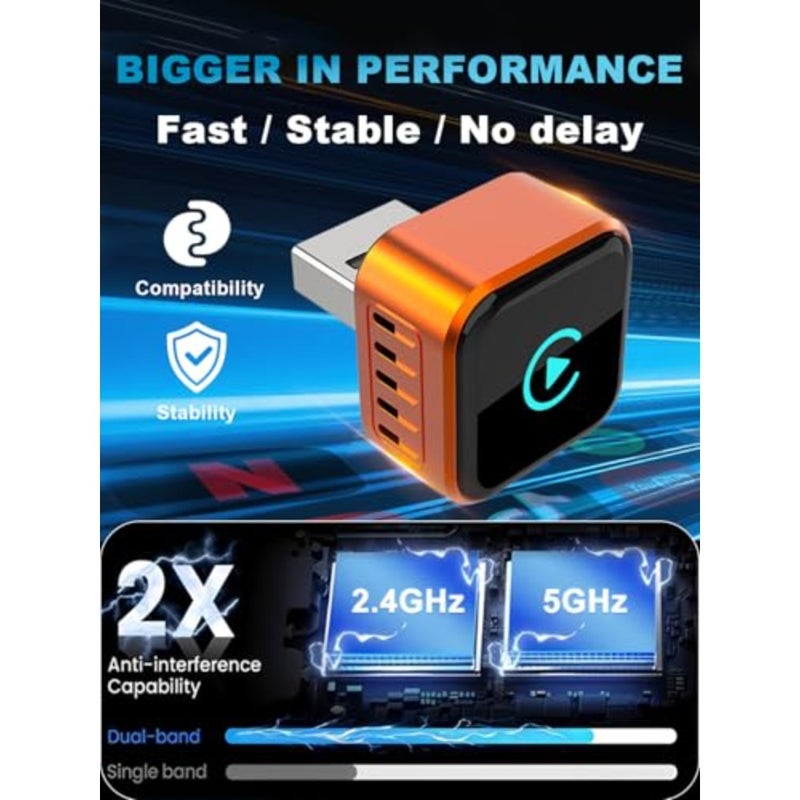 محول CarPlay اللاسلكي 2026 تمت ترقيته لنظامي iOS وAndroid Auto صغير الحجم سلكي إلى CarPlay اللاسلكي، التوصيل والتشغيل، محول تشغيل السيارة مدمج مع USB/Type-C - Image 5