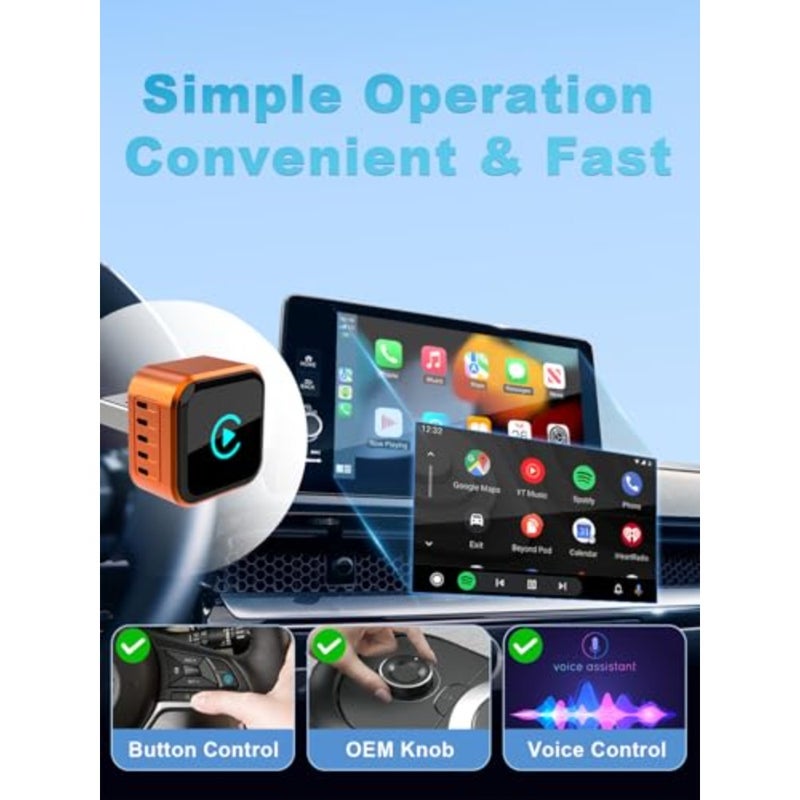 محول CarPlay اللاسلكي 2026 تمت ترقيته لنظامي iOS وAndroid Auto صغير الحجم سلكي إلى CarPlay اللاسلكي، التوصيل والتشغيل، محول تشغيل السيارة مدمج مع USB/Type-C - Image 4