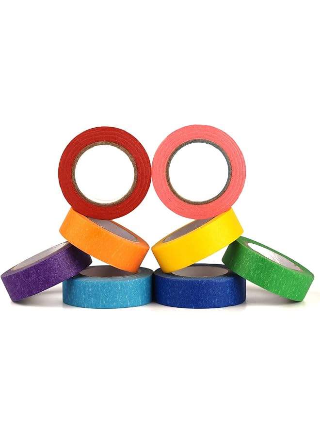 erorex 8 Rolls Colored Tape Rainbow Tape Writable Masking Tape Set With 8 Assorted Colors For Craft Diy Color Coded 15Mm Wide - Image 1