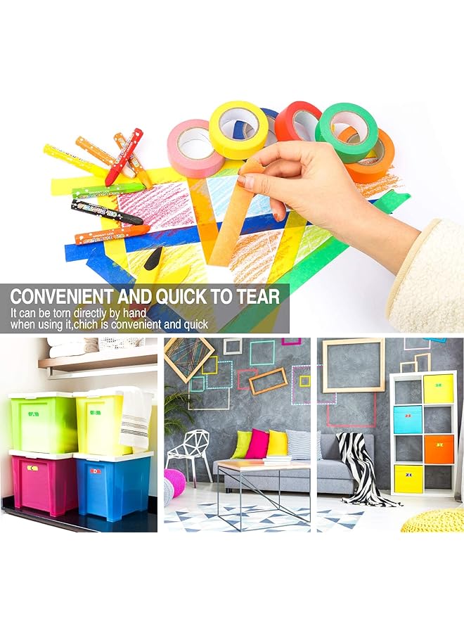 erorex 8 Rolls Colored Tape Rainbow Tape Writable Masking Tape Set With 8 Assorted Colors For Craft Diy Color Coded 15Mm Wide - Image 5