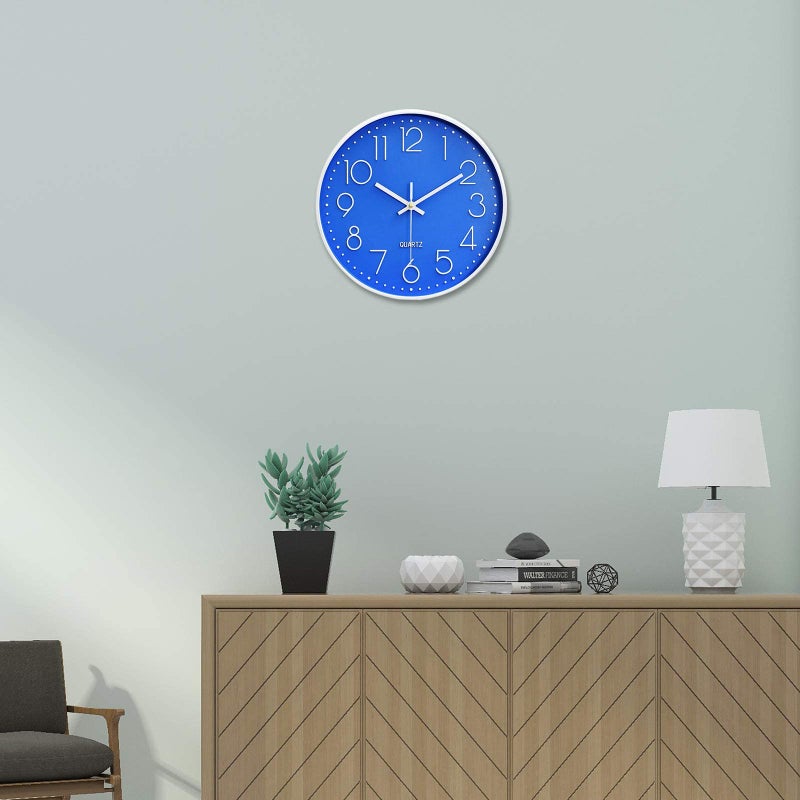 Preciser Large Digital Wall Clock 12 Inch Simple Silent Wall Clocks Decorative Clock for Bathroom, Living Room, Kitchen, Classroom, Office Easy to Read - Blue - Image 5