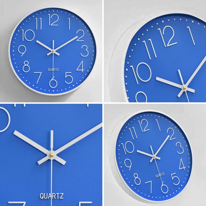 Preciser Large Digital Wall Clock 12 Inch Simple Silent Wall Clocks Decorative Clock for Bathroom, Living Room, Kitchen, Classroom, Office Easy to Read - Blue - Image 3