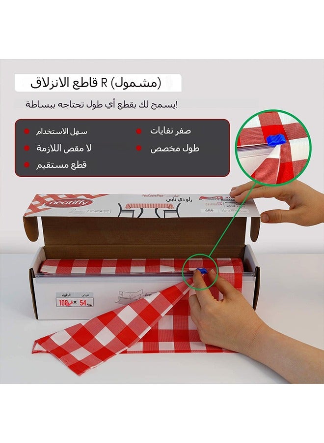 Aijmil مفرش طاولة، مفرش طاولة يمكن التخلص منه، مفرش طمفرش طاولة، مفرش طاولة يمكن التخلص منه، مفرش طاولة طعام، مع قاطع للقطع مفرش طاولة PEVA يمكن التخلص منه مقاس 54 × 100 قدماولة طعام، مع قاطع للقطع مفرش طاولة PEVA يمكن التخلص منه مقاس 54 × 100 قدم - Image 2