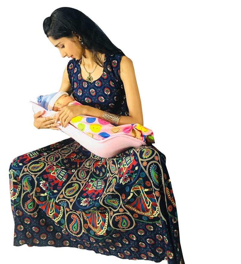 HOOPA وسادة تغذية XXL مطبوعة مع غطاء - ابتسامة وردية | حامل أطفال | وسادة رضاعة | وسادة للرضاعة | حامل أطفال | وسادة للرضاعة الطبيعية | حامل مائل - Image 4