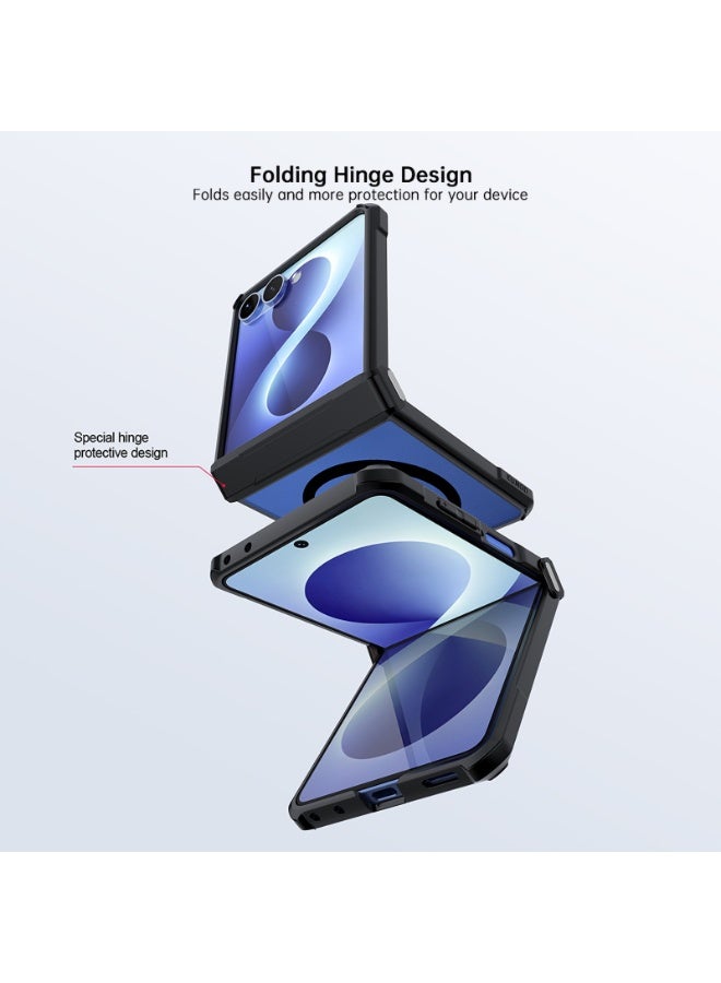 إكسوند حافظة حماية متوافقة مع for Samsung Galaxy Z Flip 8، مزودة بواقي شاشة مدمج، بهيكل هجين من TPU وPC، وغطاء خلفي مغناطيسي متوافق مع MagSafe - Image 4
