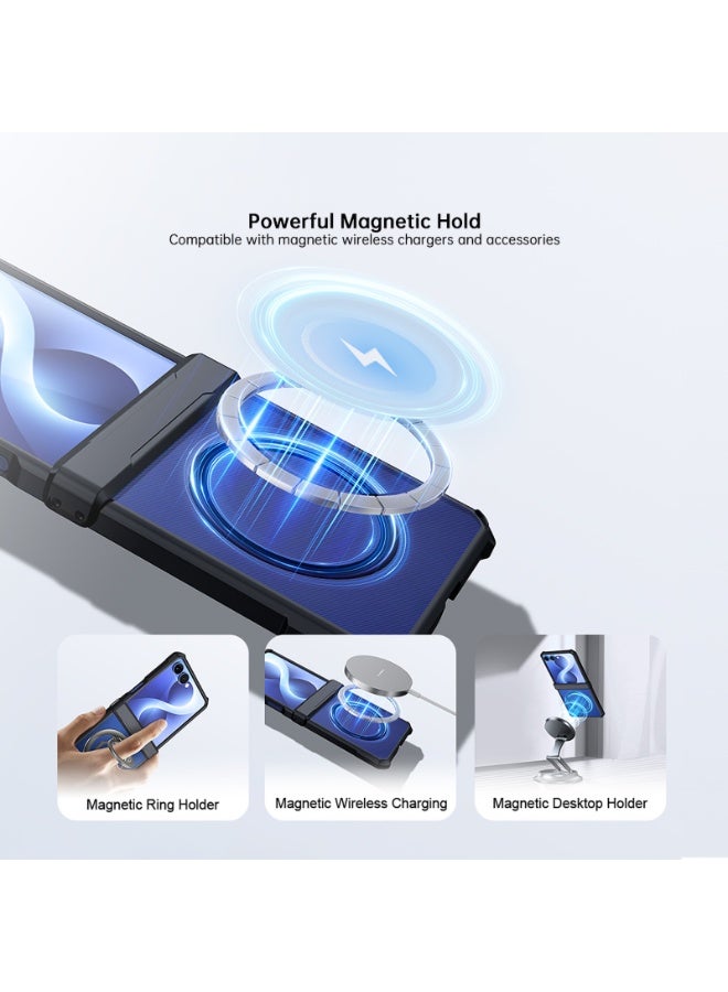 إكسوند حافظة حماية متوافقة مع for Samsung Galaxy Z Flip 8، مزودة بواقي شاشة مدمج، بهيكل هجين من TPU وPC، وغطاء خلفي مغناطيسي متوافق مع MagSafe - Image 5