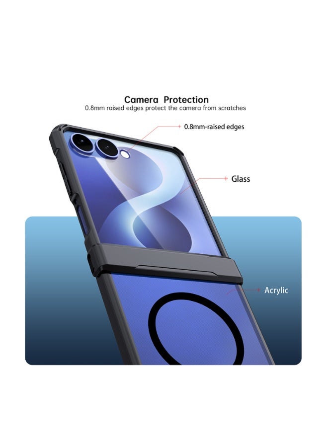 إكسوند حافظة حماية متوافقة مع for Samsung Galaxy Z Flip 8، مزودة بواقي شاشة مدمج، بهيكل هجين من TPU وPC، وغطاء خلفي مغناطيسي متوافق مع MagSafe - Image 2