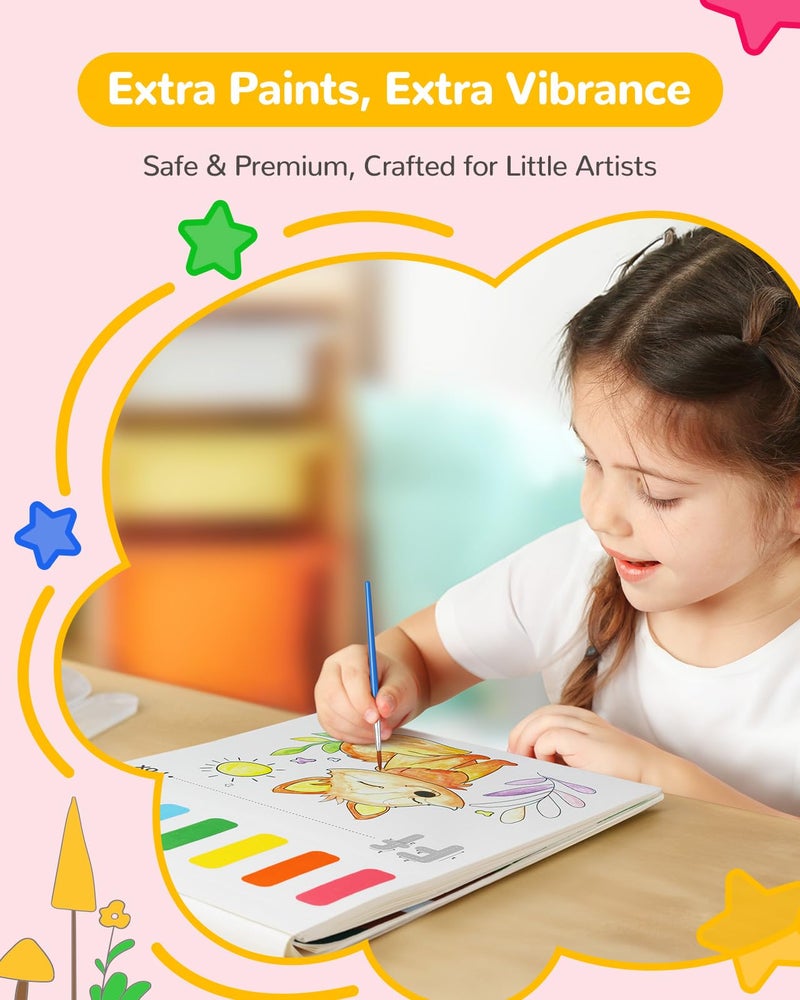 TECJOE Paint with Water Coloring Books for Toddlers, A to Z 26 Pages Animal Watercolor Paint Set with 3 Brushes, Mess Free Painting Activity for Kids Ages 4 5 6 7 8, Christmas Gifts Arts & Crafts Toy - Image 3