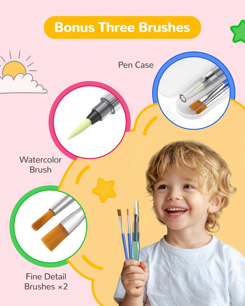 TECJOE Paint with Water Coloring Books for Toddlers, A to Z 26 Pages Animal Watercolor Paint Set with 3 Brushes, Mess Free Painting Activity for Kids Ages 4 5 6 7 8, Christmas Gifts Arts & Crafts Toy - Image 4