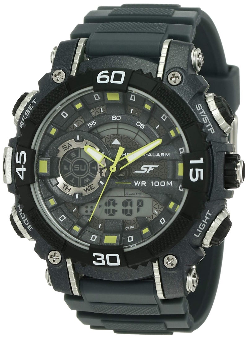 SF Super Fibre Quartz Analog Digital Grey Dial Grey Polyurethane Strap Watch for Men - NT77070PP07 - Image 5