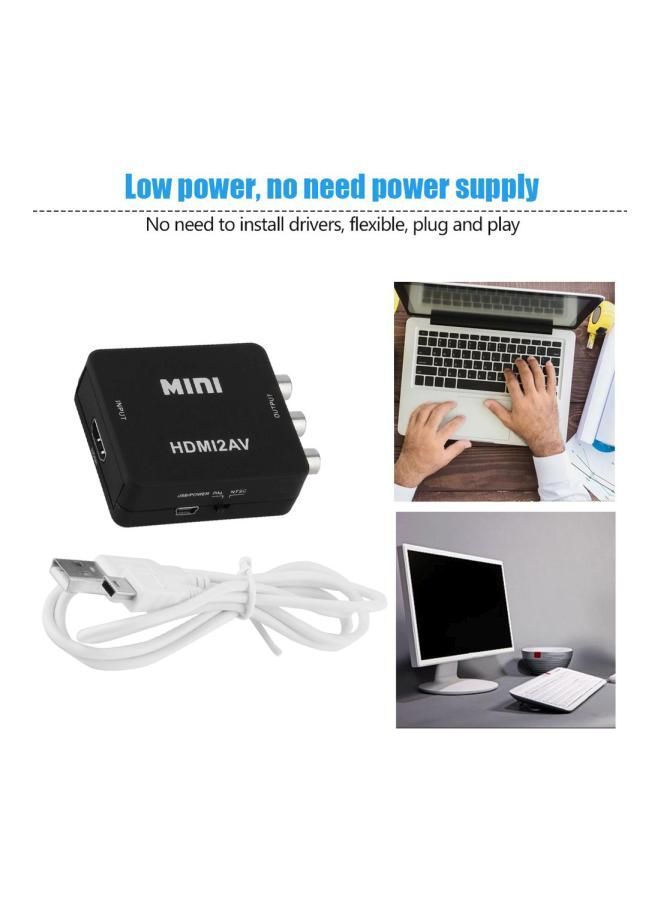 NIBEMINENT Digital HDMI To RCA Composite Video Audio Adapter Black/White - Image 4